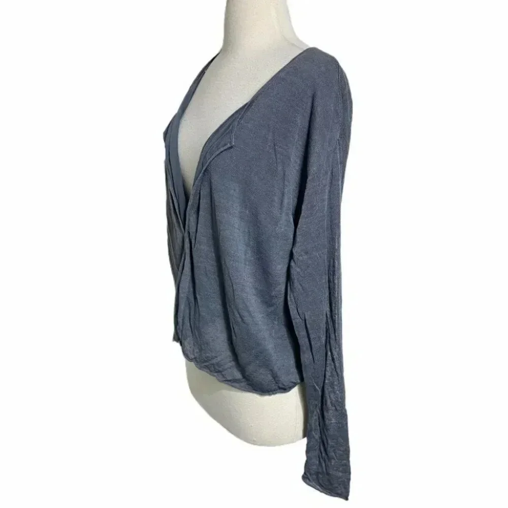 POETRY Women Grey Linen‎ Blend V Neck Cardigan Sweater Size 14